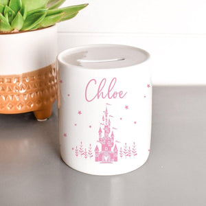 Personalised Pink Princess Money Box, Princess Castle Decor, Custom Piggy Bank, Pink Princess Gift, Nursery Decor, Girls Bedroom Decor - Amy Lucy