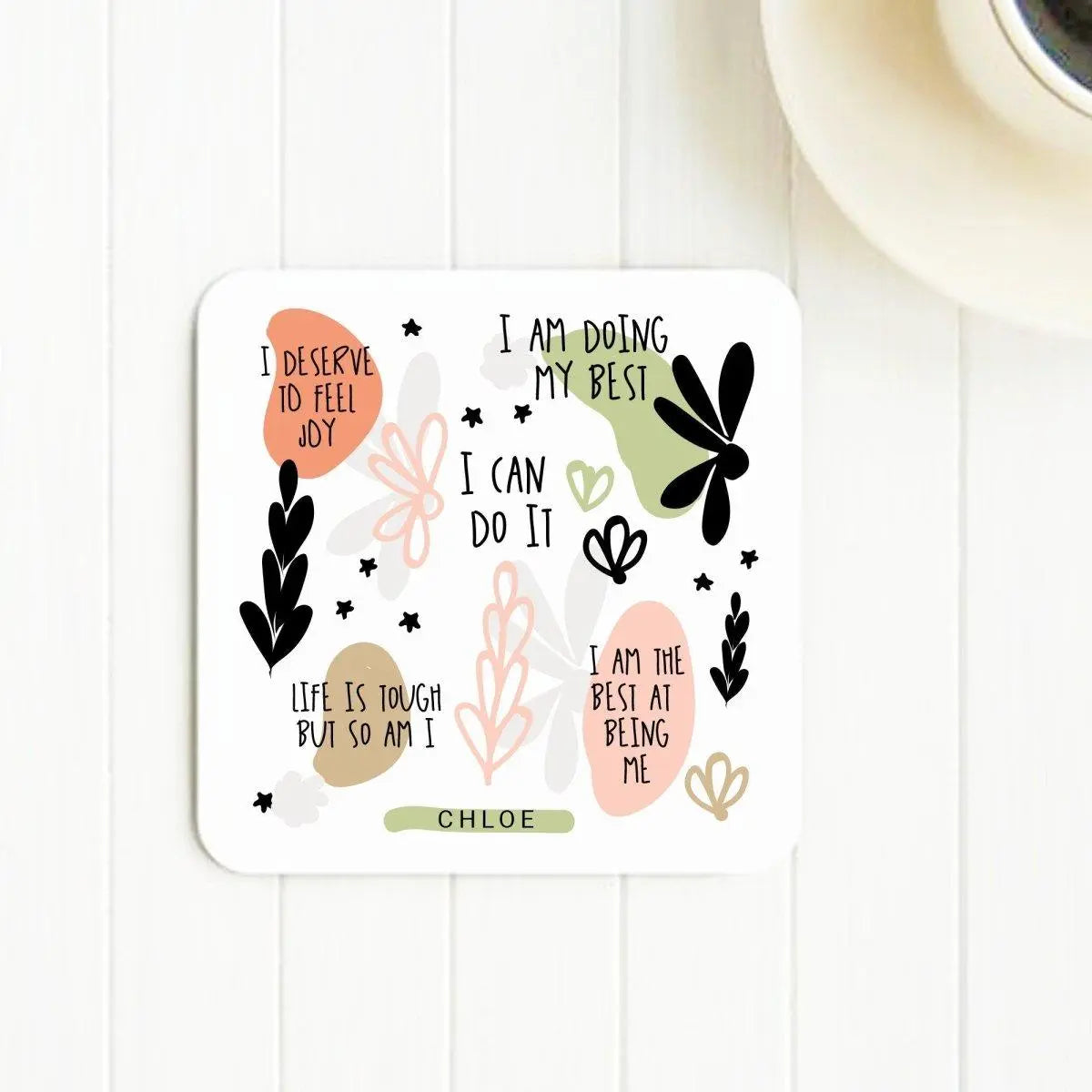 Personalised Positive Mental Health, Positivity Gift, Daily Affirmation Coaster, Encouragement Gift, Friendship Gift, Best Friend, Coaster - Amy Lucy