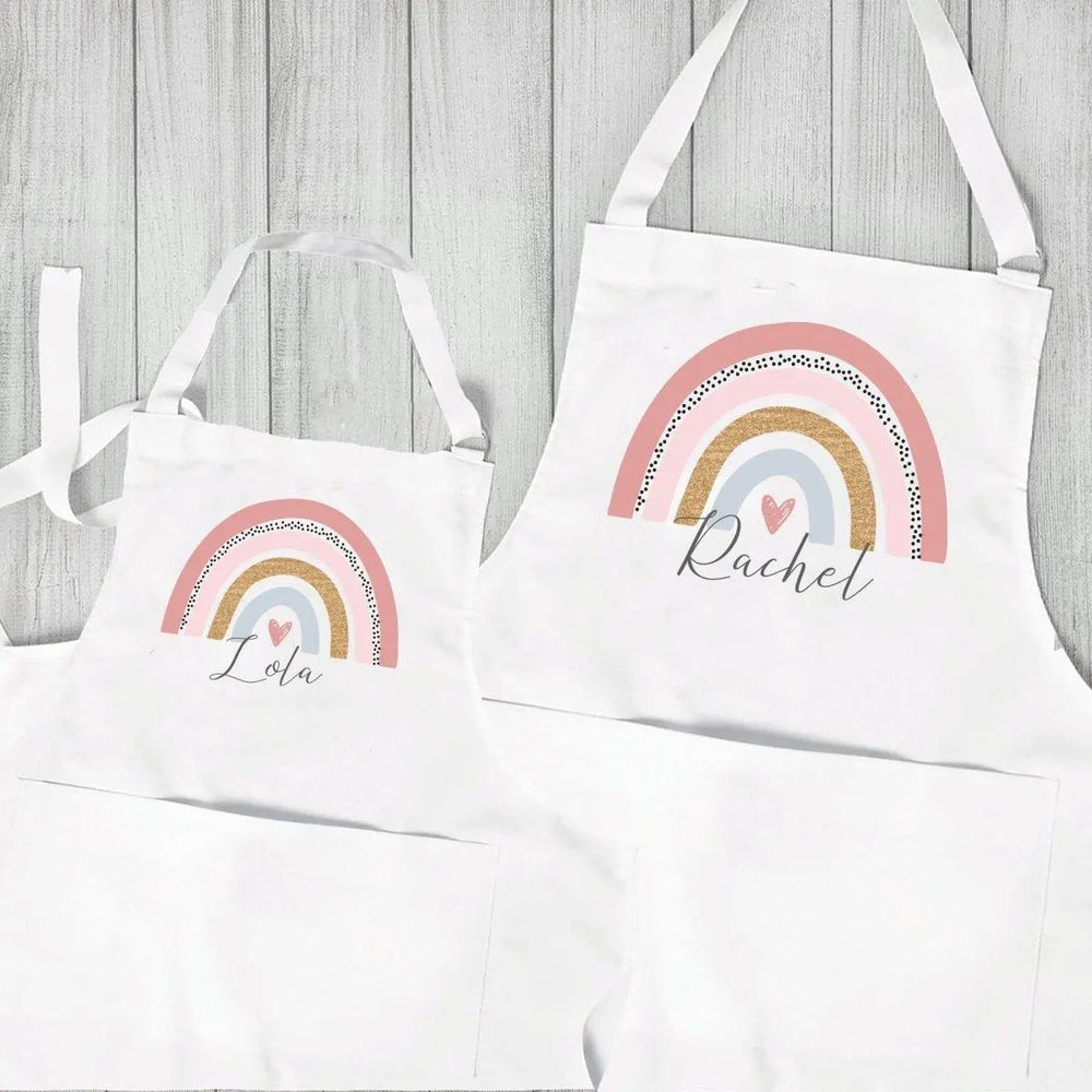 Personalised Rainbow Aprons. Mother Daughter Rainbow Apron, Matching Aprons, Rainbow Gift, Rainbow Cooking Apron, Baking Gift - Amy Lucy