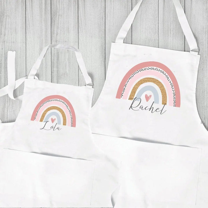 Personalised Rainbow Aprons. Mother Daughter Rainbow Apron, Matching Aprons, Rainbow Gift, Rainbow Cooking Apron, Baking Gift - Amy Lucy