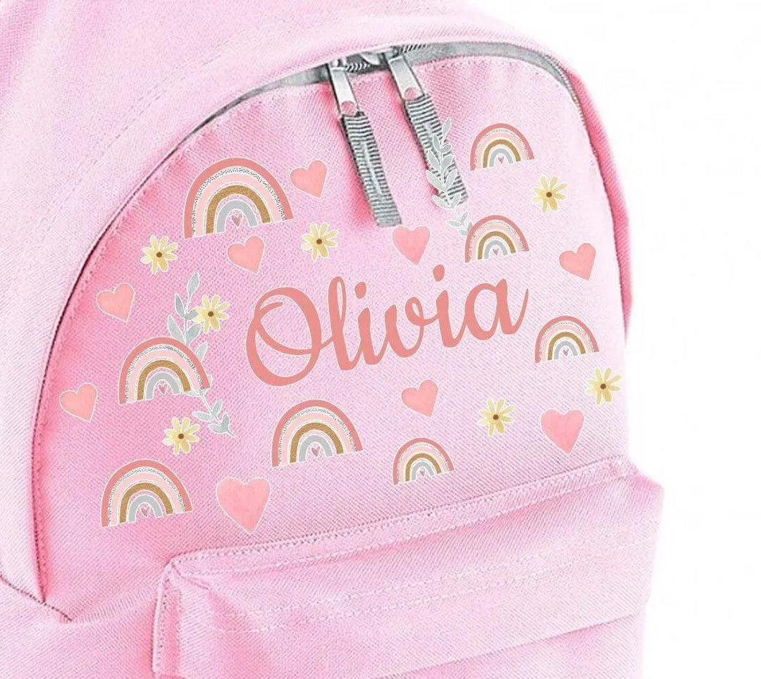 Personalised Rainbow Backpack, Rainbow School Bag, Rainbow Rucksack, Girls School Backpack, Children Student Backpack, Rainbow Kids Bags - Amy Lucy