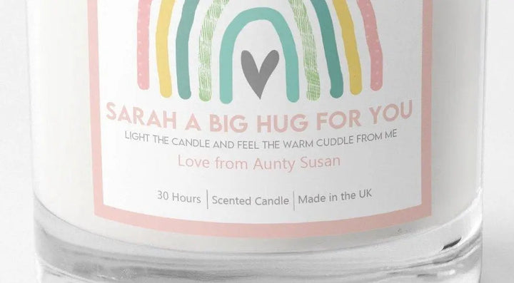 Personalised Rainbow Candle, Personalised Rainbow Hug Candle, Quarantine Hug Candle, Quarantine Gift, Isolation Gifts, Family Gifts, Rainbow - Amy Lucy