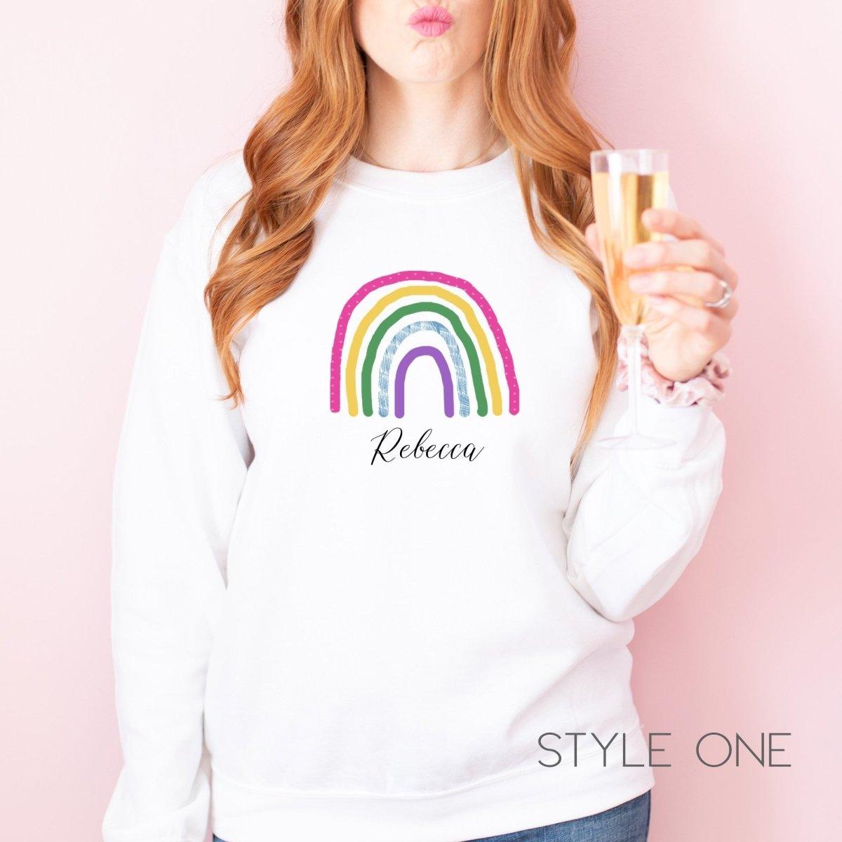 Personalised Rainbow Jumper, Personalised Rainbow Sweater, Rainbow Lounge Jumper, Lounge-wear Jumper, Rainbow Clothes, Rainbow Gifts, - Amy Lucy