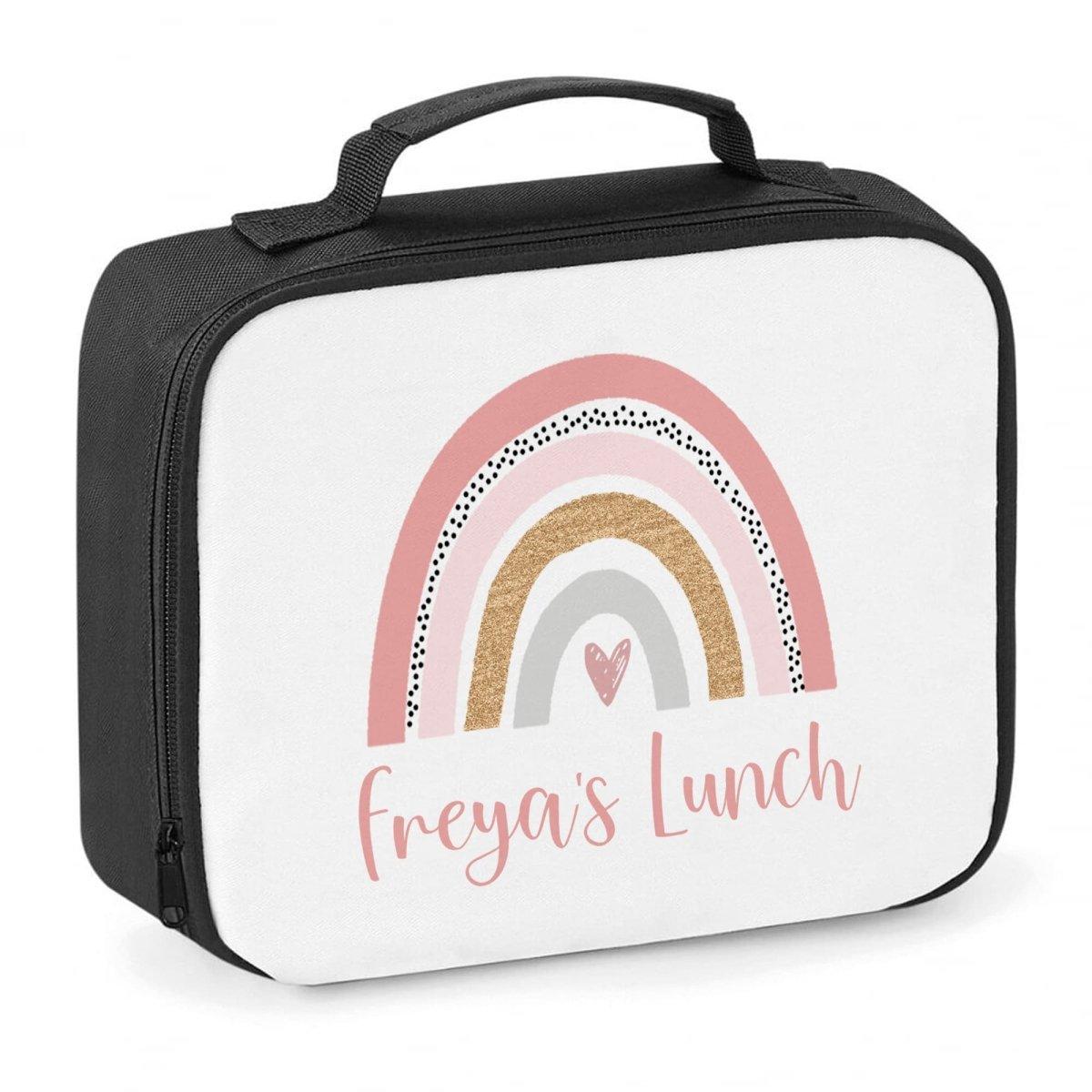 Personalised Rainbow Lunch Bag, Rainbow School Lunch Bag, Rainbow Cooler Bag, Girls School Lunch Bag Children Student, Lunch Bag School - Amy Lucy