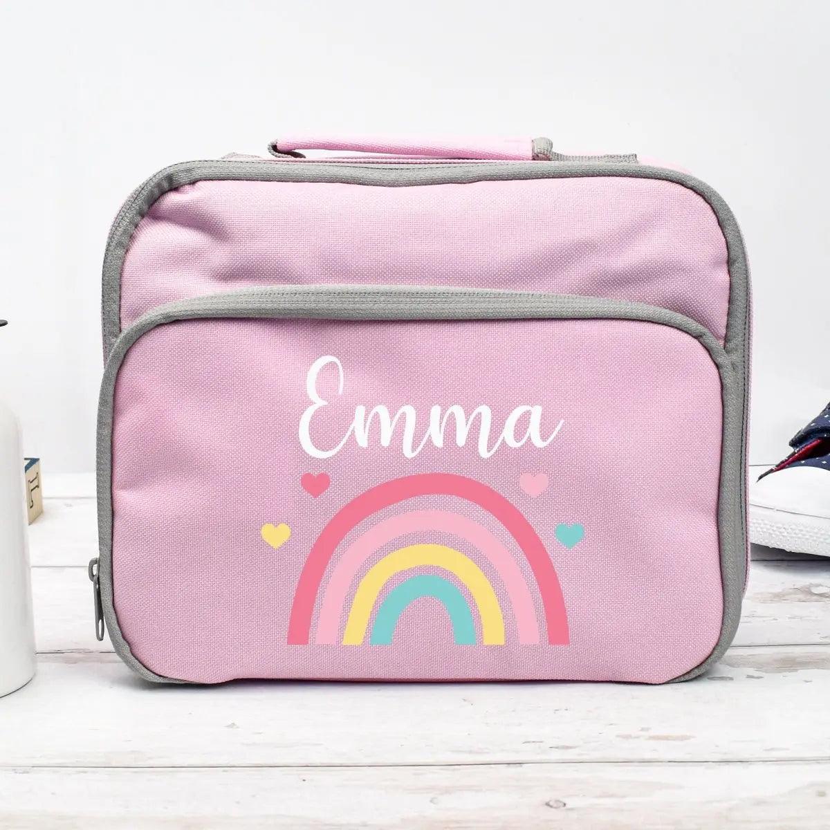Personalised Rainbow Lunch Bag, Rainbow School Lunch Bag, Rainbow Cooler Bag, Girls School Lunch Bag Children Student, School Lunch Bag - Amy Lucy