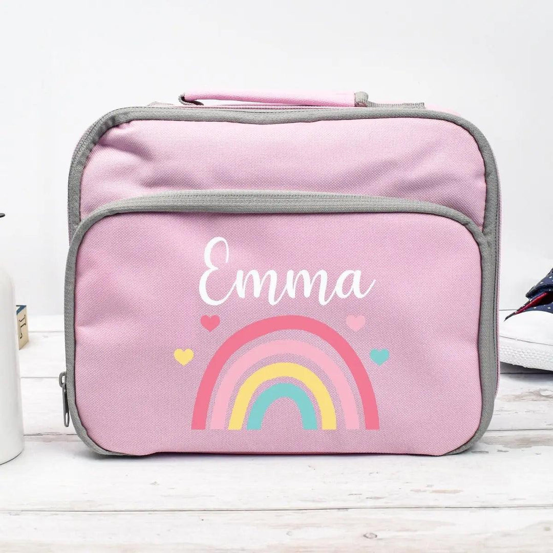 Personalised Rainbow Lunch Bag, Rainbow School Lunch Bag, Rainbow Cooler Bag, Girls School Lunch Bag Children Student, School Lunch Bag - Amy Lucy