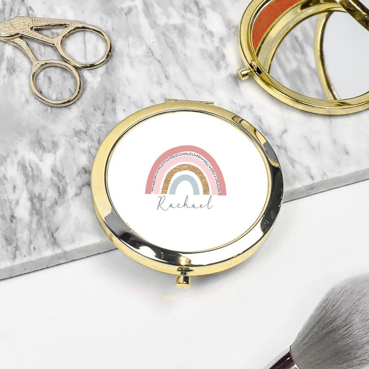 Personalised Rainbow Mirror, Personalised Rainbow Gift, Small Rainbow Gift, Personalised Handmirror, Rainbow Pocket Mirror, Rainbow Gifts, - Amy Lucy