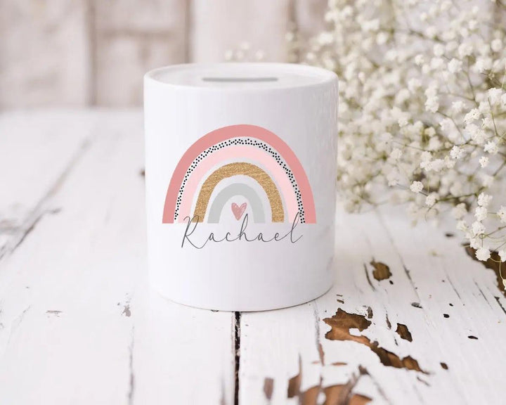 Personalised Rainbow Money Box, Rainbow Bedroom D?cor, Child Piggy Bank, Custom Money Box, Personalised Nursery D?cor, Rainbow Gifts, Teen - Amy Lucy