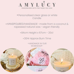 Overhead view of the personalised Rainbow New Baby Candle Gift