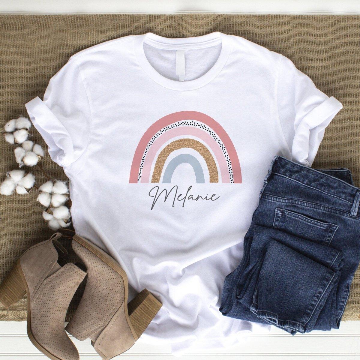 Personalised Rainbow T-shirt, Personalised Rainbow Top, Rainbow Lounge T-shirt, Lounge-wear Tops, Rainbow Clothes, Rainbow Gifts, - Amy Lucy