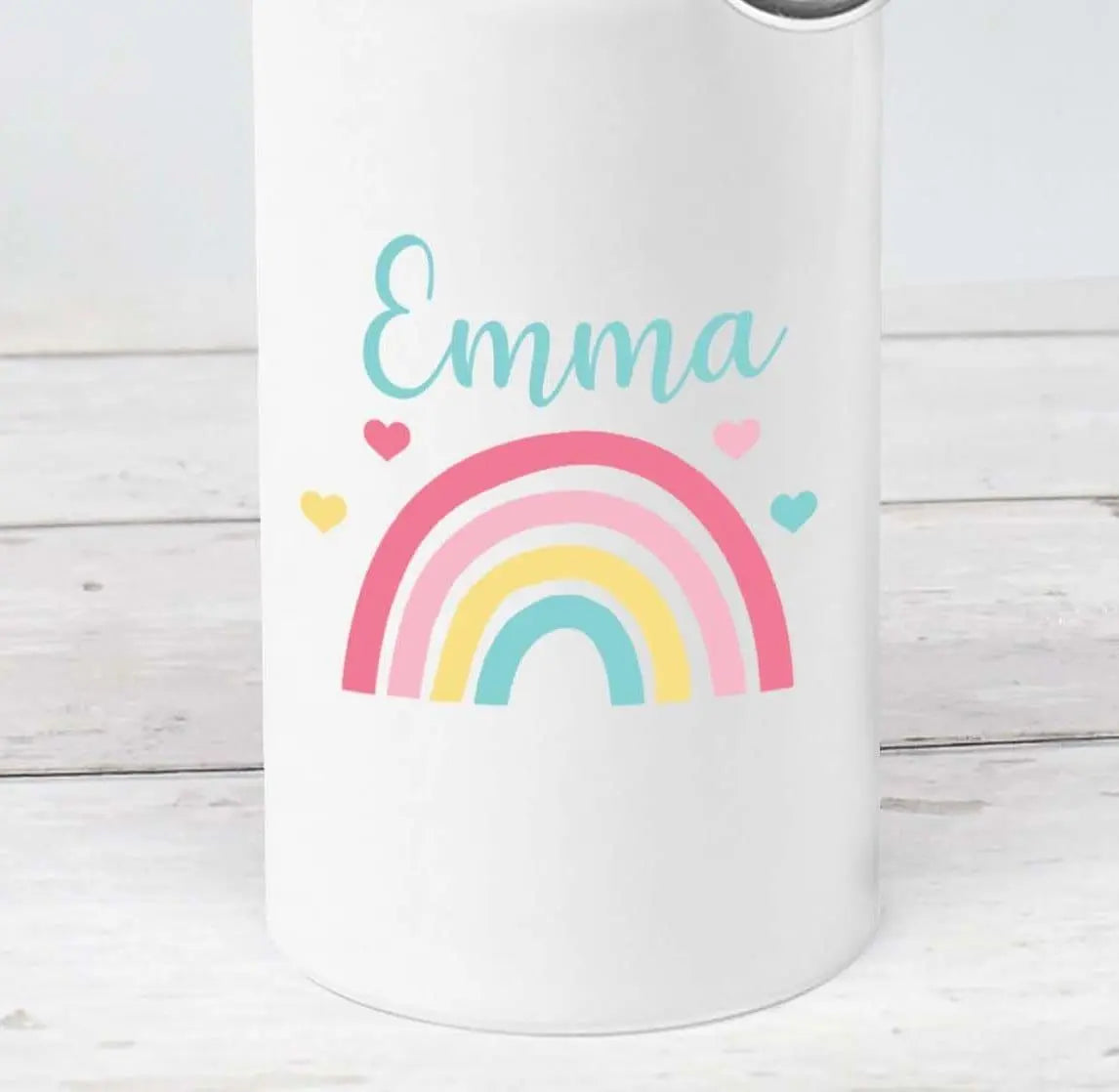 Personalised Rainbow Water Bottle, Rainbow School Bottle, Kids Rainbow Drink Bottle, Unisex School Flask, Kids Children Student Drinks Cup, - Amy Lucy