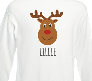 Personalised Reindeer Unisex Jumper, Children&#39;s Reindeer Christmas Jumper, Kids Christmas Sweatshirt, Child Christmas Jumper, Gender Neutral - Amy Lucy