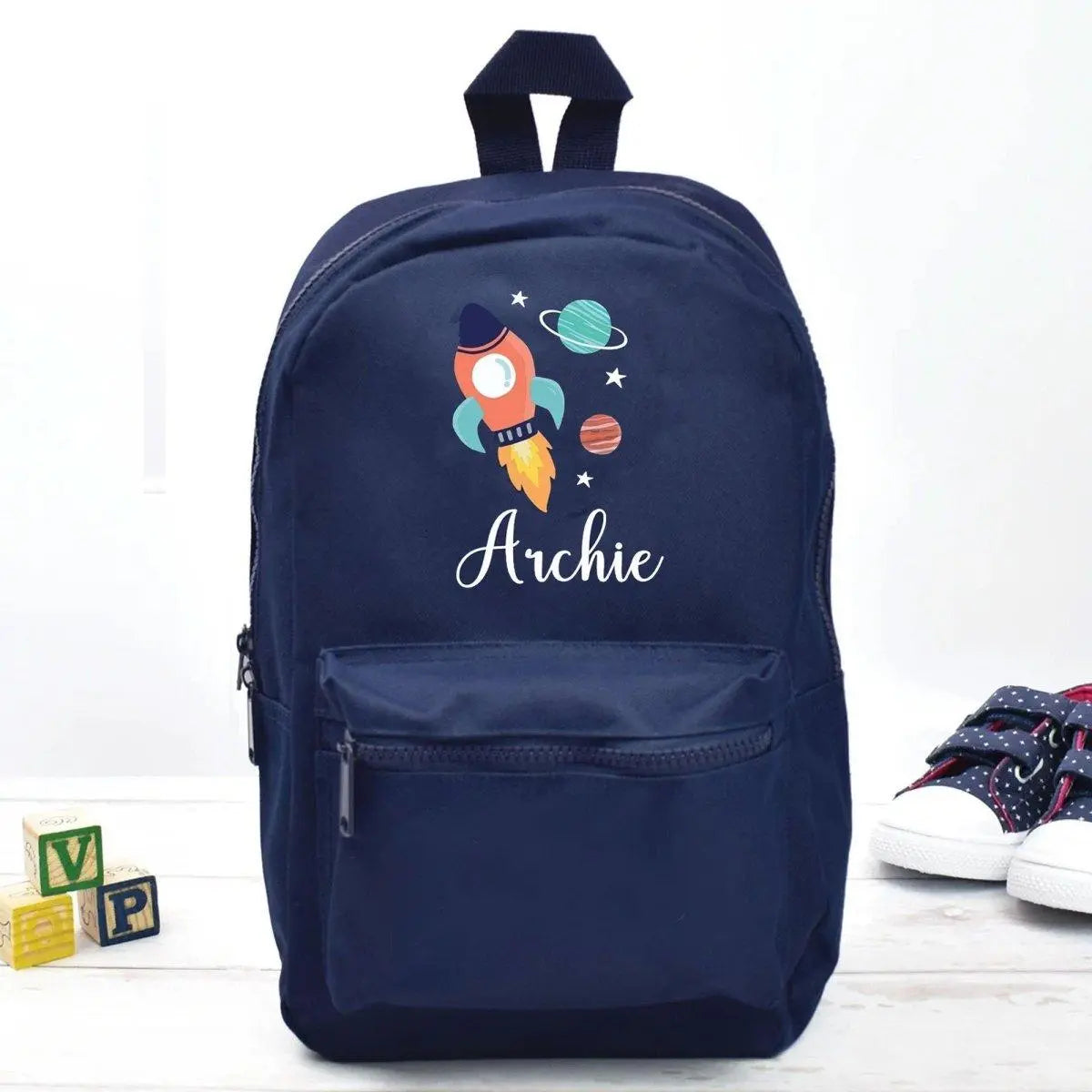 Personalised Rocket Backpack, Rocket School Bag, Kids Space Rucksack, Boys School Backpack, Kids Children Student Backpack, Back To School - Amy Lucy
