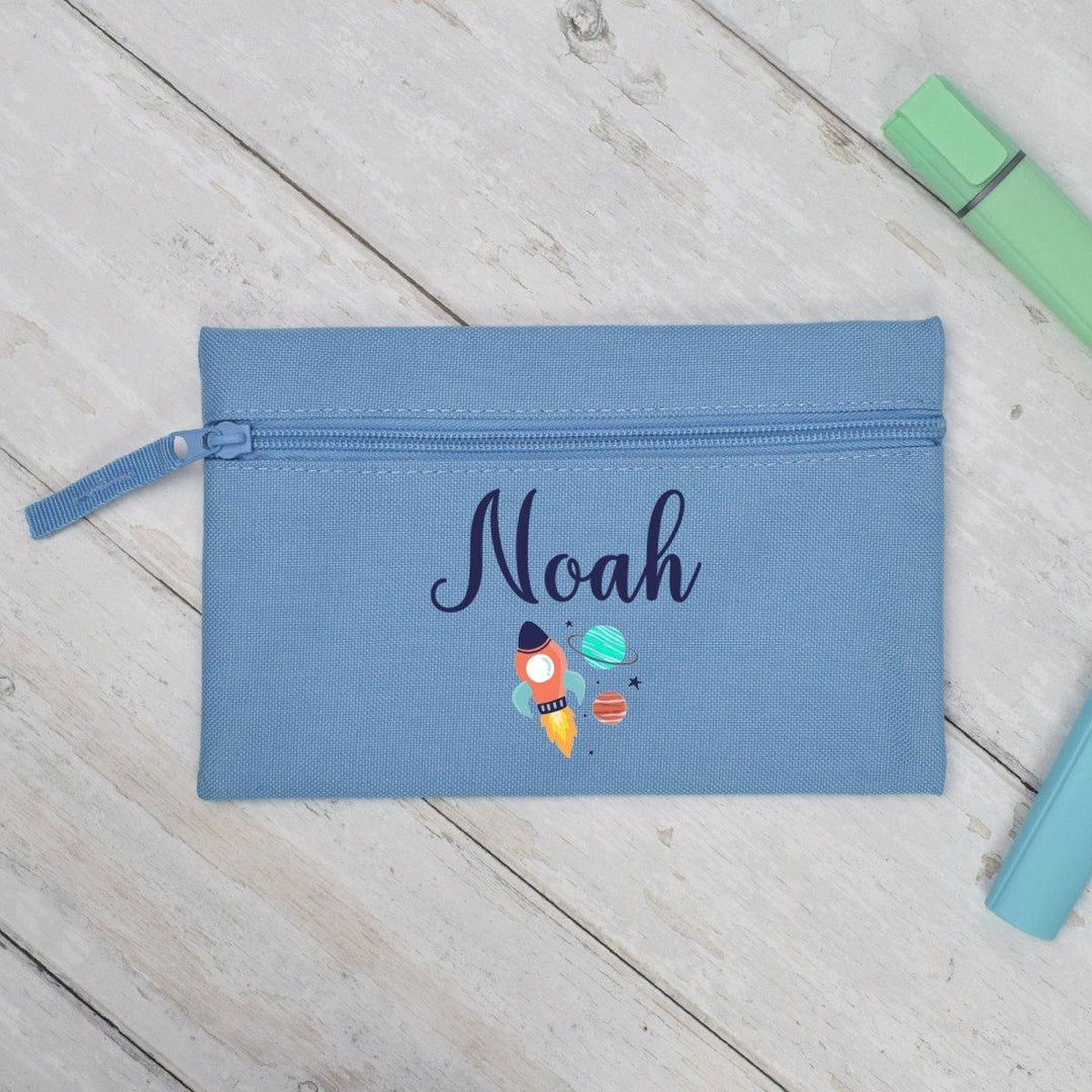 Personalised Rocket Pencil Case, Blue School Pencil Case, Personalised Pencil Case, Boys School Pencil Case, Back To School Pencil Case - Amy Lucy