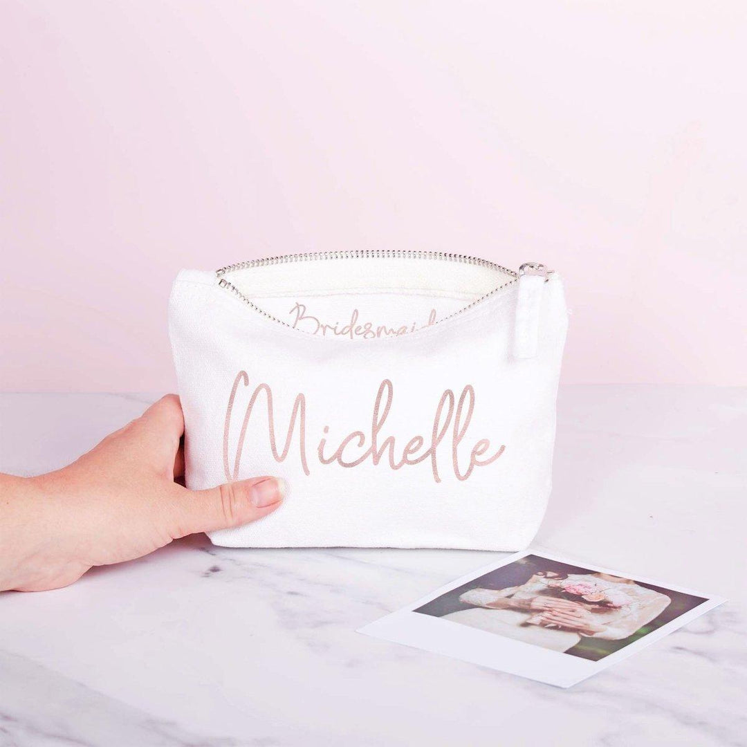 Personalised Rose Gold Makeup Bag, Bridesmaid Gift, Makeup Bag Rose Gold, Bride To Be Gift, Rose Gold Hen Party Gift, Hen Night Accessories. - Amy Lucy