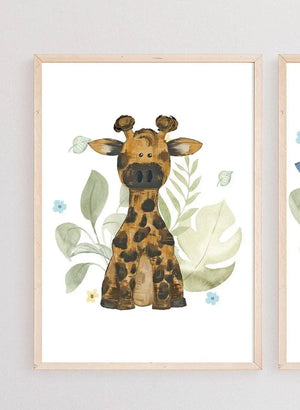 Personalised Safari Nursery Print, Safari Baby Print, Baby Nursery Wall Art, Baby Birth Stats Print, Giraffe Baby Gift, Custom Nursery Art - Amy Lucy