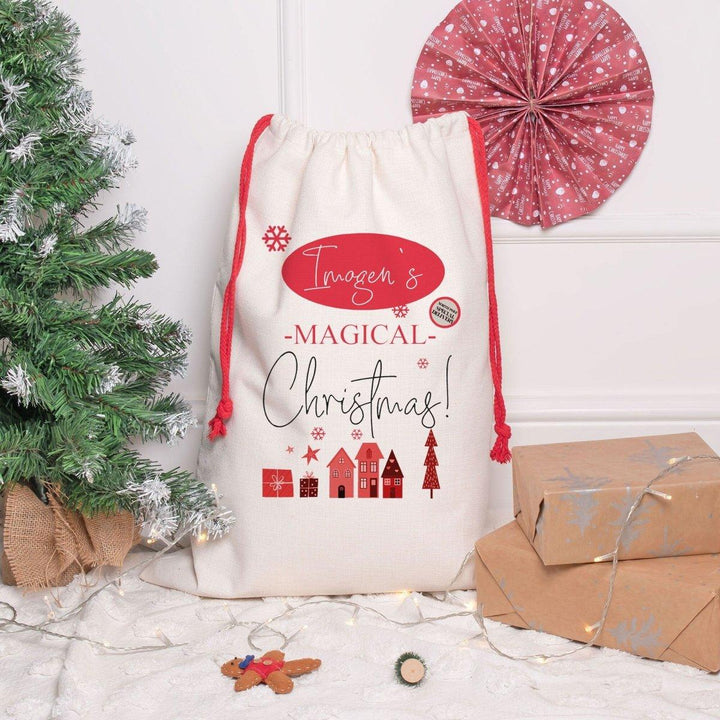 Personalised Santa Sack, Christmas Sack, Present Sack, Christmas Morning Sack, Xmas Gift Sack, Christmas House Theme, Child Xmas Sack - Amy Lucy