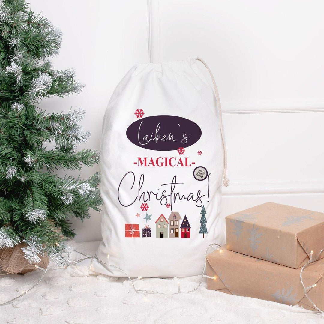 Personalised Santa Sack, Christmas Sack, Present Sack, Christmas Morning Sack, Xmas Gift Sack, Christmas House Theme, Child Xmas Sack - Amy Lucy