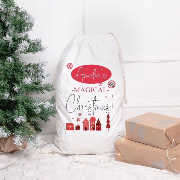 Personalised Santa Sack, Christmas Sack, Present Sack, Christmas Morning Sack, Xmas Gift Sack, Christmas House Theme, Child Xmas Sack - Amy Lucy