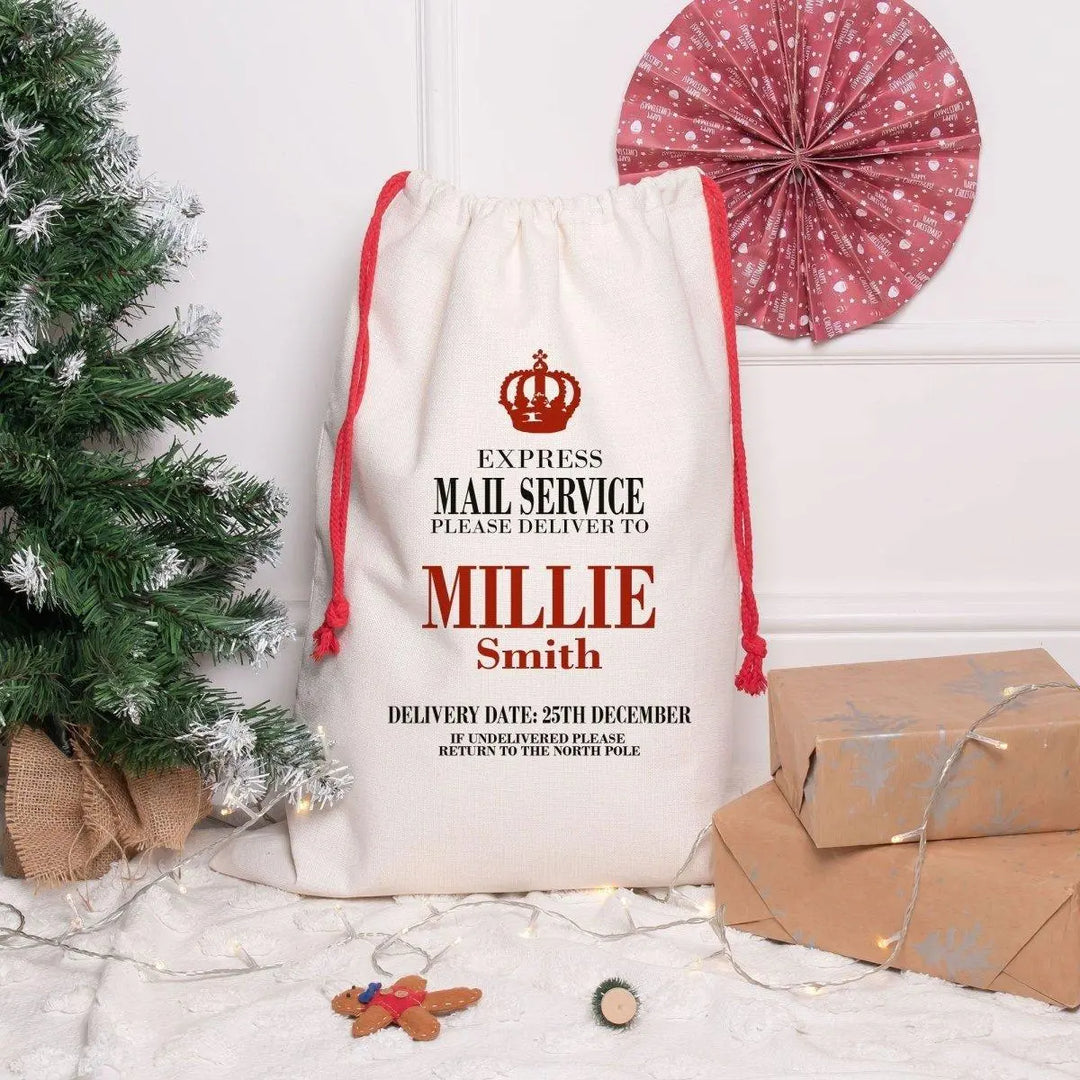 Personalised Santa Sack, Delivery Santa Sack, Christmas Gift Sack, Childs Name Xmas Sacks, Mail Service, Children Sack, Drawstring Sack - Amy Lucy