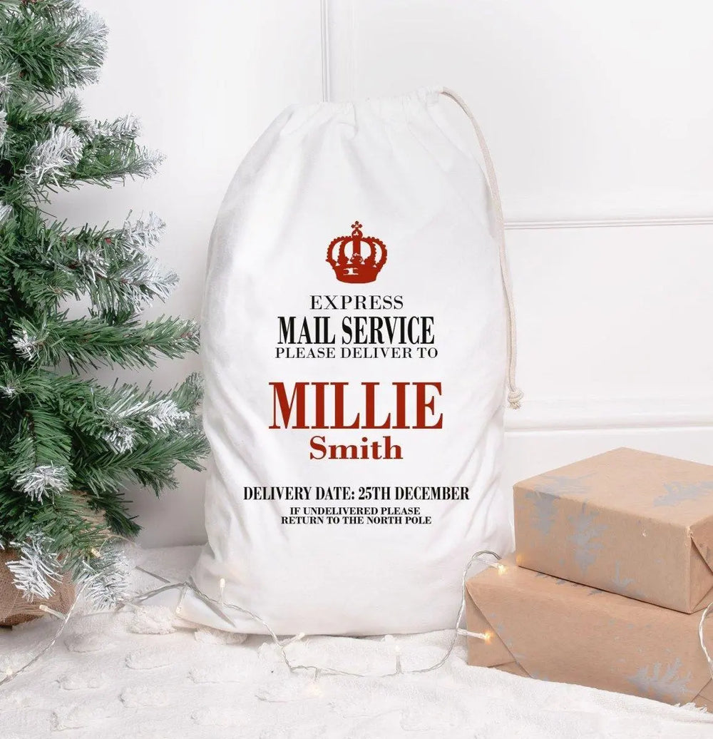 Personalised Santa Sack, Delivery Santa Sack, Christmas Gift Sack, Childs Name Xmas Sacks, Mail Service, Children Sack, Drawstring Sack - Amy Lucy