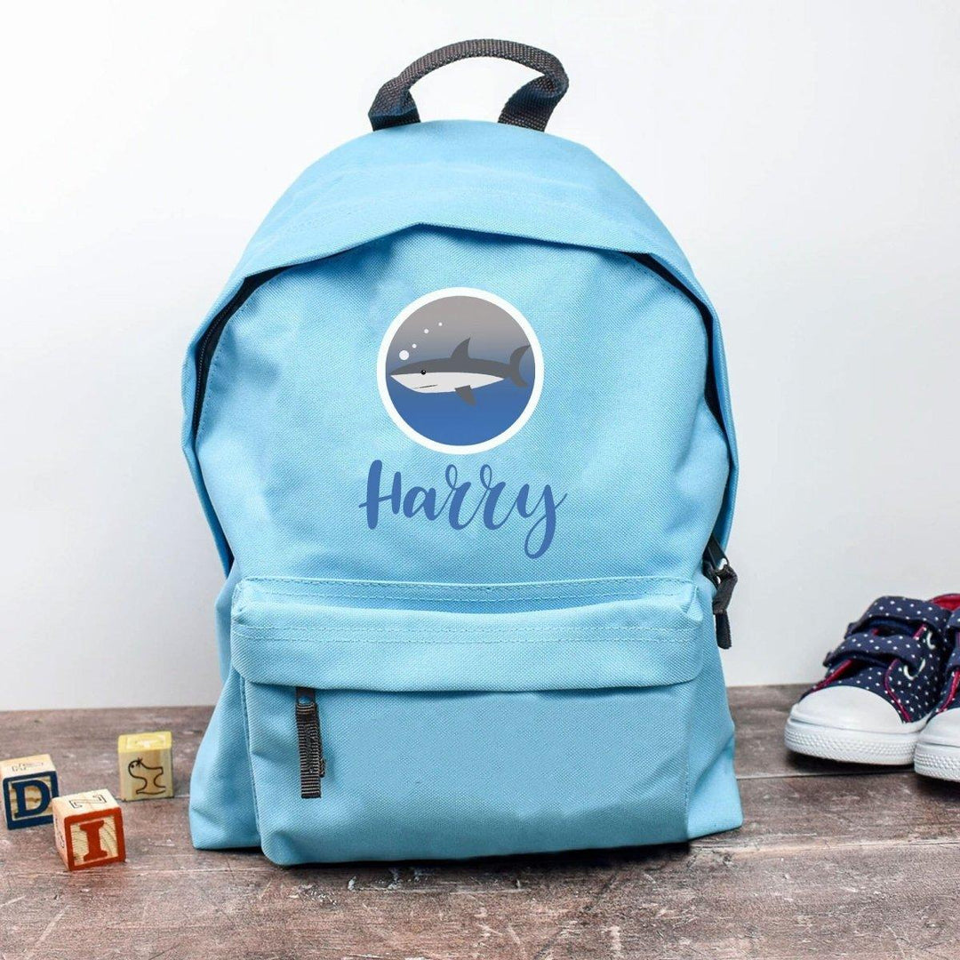 Personalised Shark Backpack, Shark School Bag, Kids Shark Rucksack, Boys School Backpack, Kids Children Student Backpack, Back To School - Amy Lucy