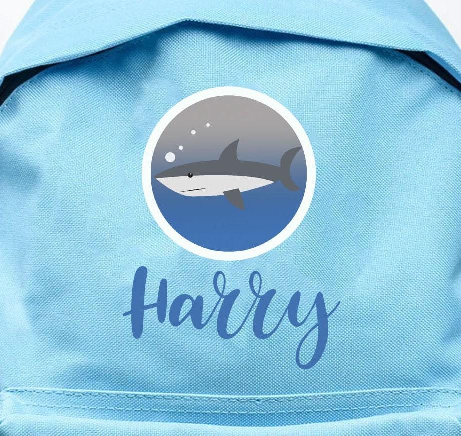 Personalised Shark Backpack, Shark School Bag, Kids Shark Rucksack, Boys School Backpack, Kids Children Student Backpack, Back To School - Amy Lucy