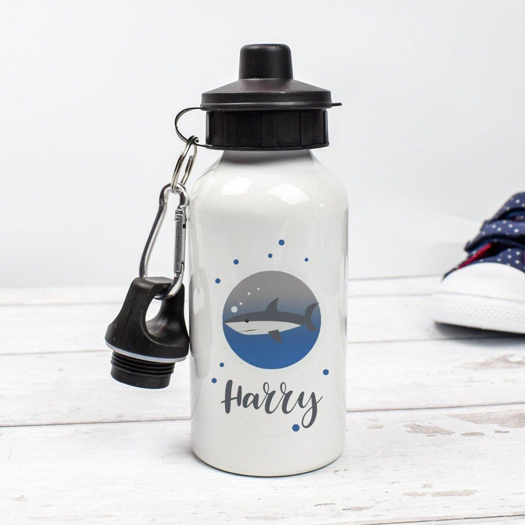 Personalised Shark Water Bottle, Shark School Bottle, Kids Shark Drink Bottle, Boys School Flask, Kids Children Student Drinks Cup, Shark - Amy Lucy