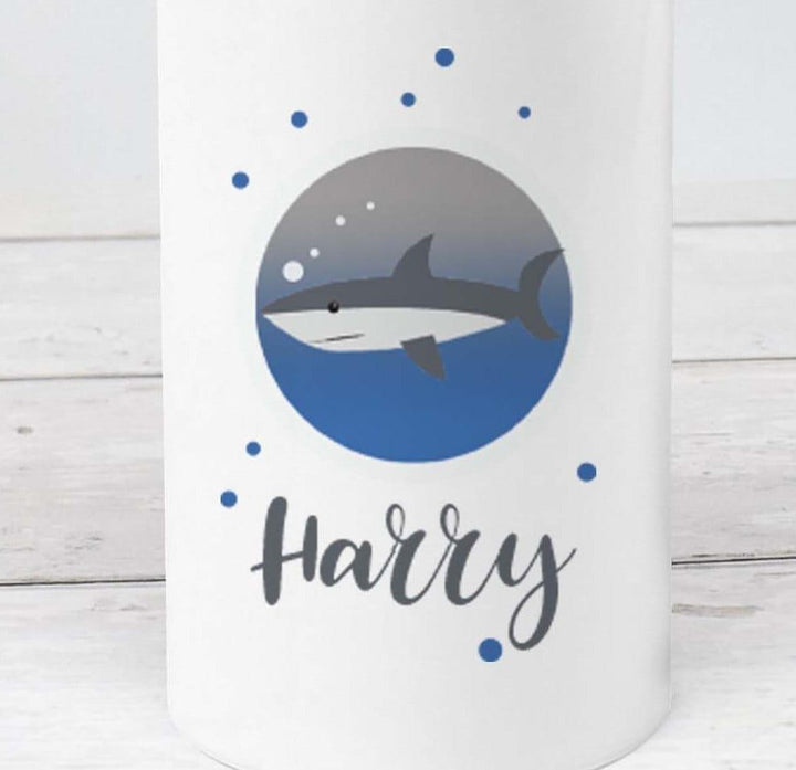 Personalised Shark Water Bottle, Shark School Bottle, Kids Shark Drink Bottle, Boys School Flask, Kids Children Student Drinks Cup, Shark - Amy Lucy