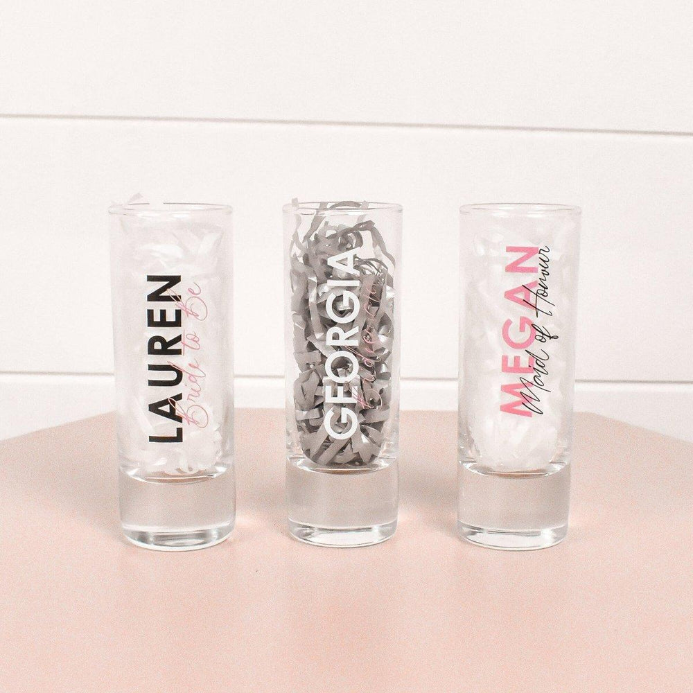 Personalised Shot Glass, Rose Gold Bridal Shot Glass, Hen Party Shot Glass, Bridesmaid Proposal Gift, Bridesmaid Glass, Bridesmaid Gifts, - Amy Lucy