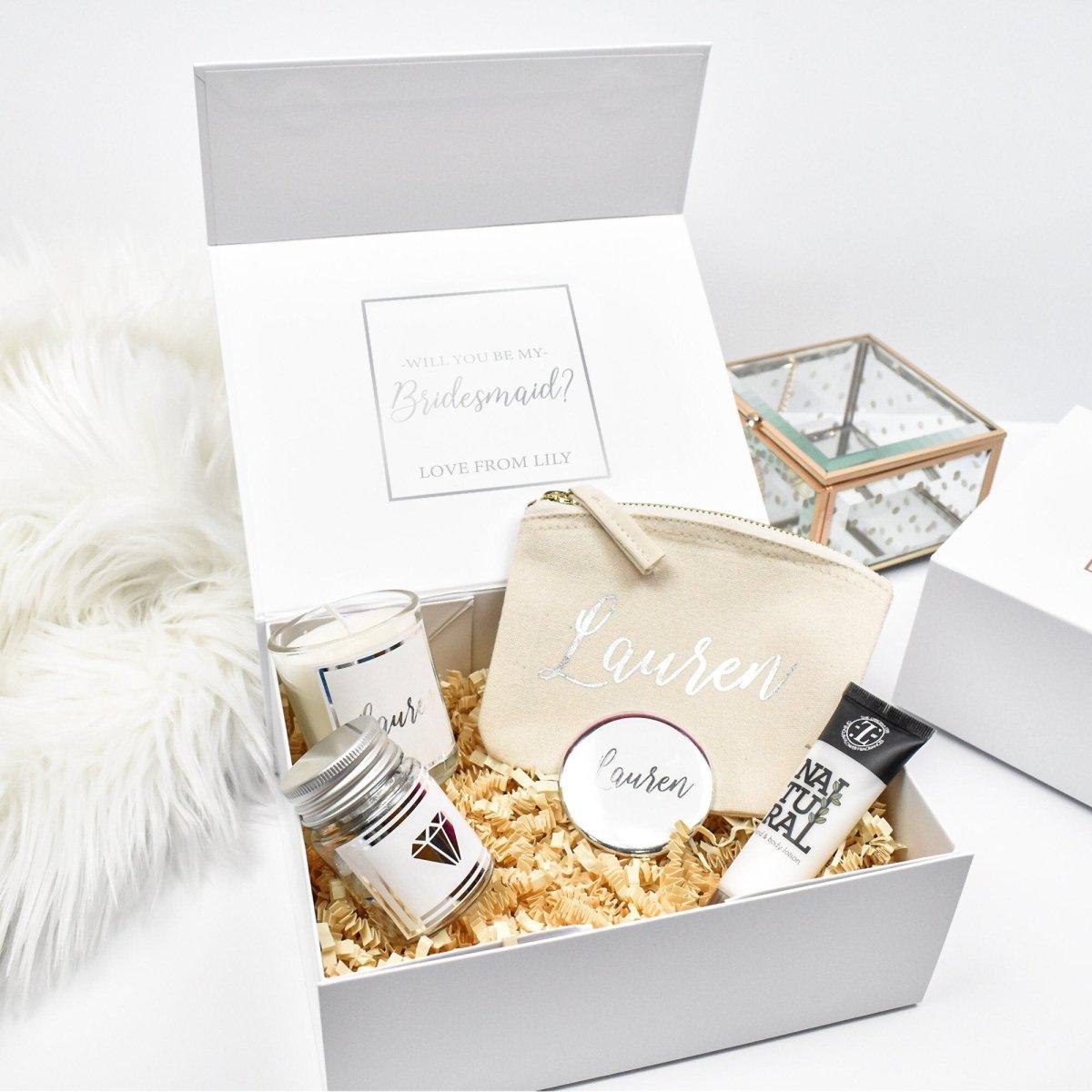 Personalised Silver Bridesmaid Proposal Gift Box, Luxury Filled Thank You Bridesmaid Box, Bridesmaid Gift Set, Wedding Thank You Gifts - Amy Lucy