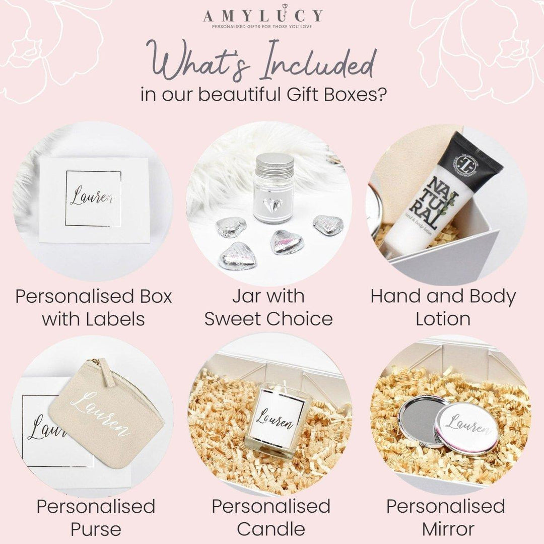 Personalised Silver Bridesmaid Proposal Gift Box, Luxury Filled Thank You Bridesmaid Box, Bridesmaid Gift Set, Wedding Thank You Gifts - Amy Lucy