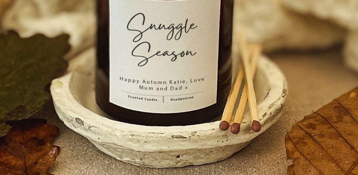 Personalised Snuggle Season Candle, Autumn Candle, Fall Season Candle, Autumn Vibes, Vegan Candle, Brown Jar Candle, Scented Candle, Fall - Amy Lucy