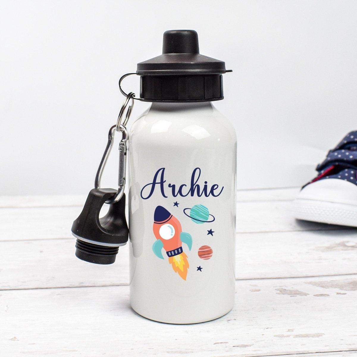 Personalised Spaceship Water Bottle, Space School Bottle, Kids Rocket Drink Bottle, Boys School Flask, Kids Children Student Drinks Cup - Amy Lucy