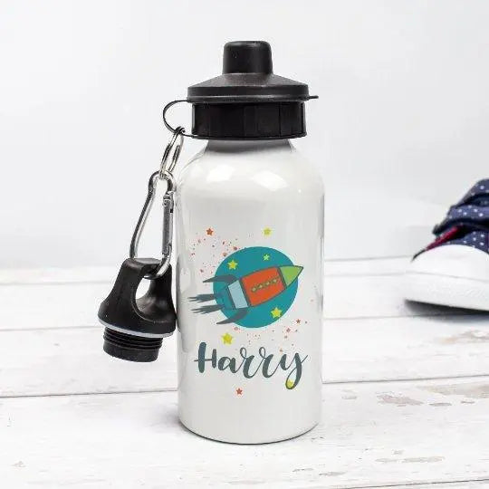 Personalised Spaceship Water Bottle, Space School Bottle, Kids Spaceship Drink Bottle, Boys School Flask, Kids Children Student Drinks Cup, - Amy Lucy