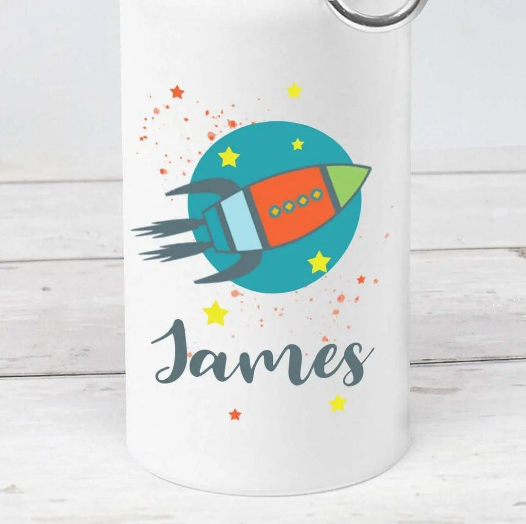 Personalised Spaceship Water Bottle, Space School Bottle, Kids Spaceship Drink Bottle, Boys School Flask, Kids Children Student Drinks Cup, - Amy Lucy