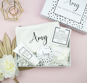 Personalised Spotty Bridesmaid Proposal Gift Box, Luxury Filled Thank You Bridesmaid Box, Bridesmaid Gift Set, Wedding Thank You Gifts, - Amy Lucy