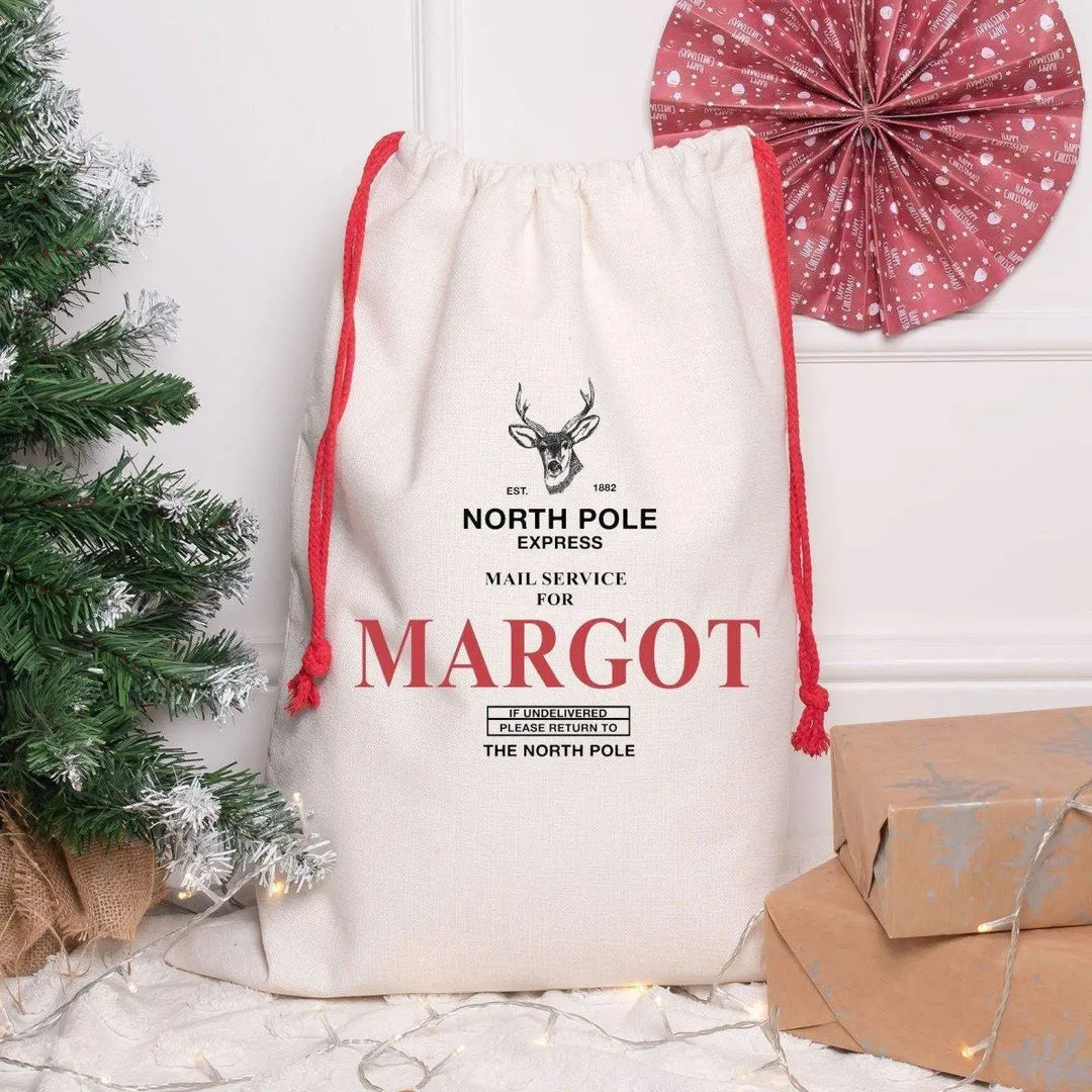 Personalised Stag Sack, Christmas Sack, Xmas Gift Sack, Santa Sack, Kids Christmas Gift Sack, Santa Toy Bag, Reindeer Toy Sack, Xmas Gift - Amy Lucy