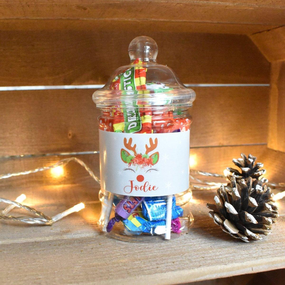 Personalised Stocking Filler, Reindeer Christmas Sweet Jar, Personalise Christmas Sweet, Christmas Sweet Jar, Christmas Eve Box Filler, Xmas - Amy Lucy