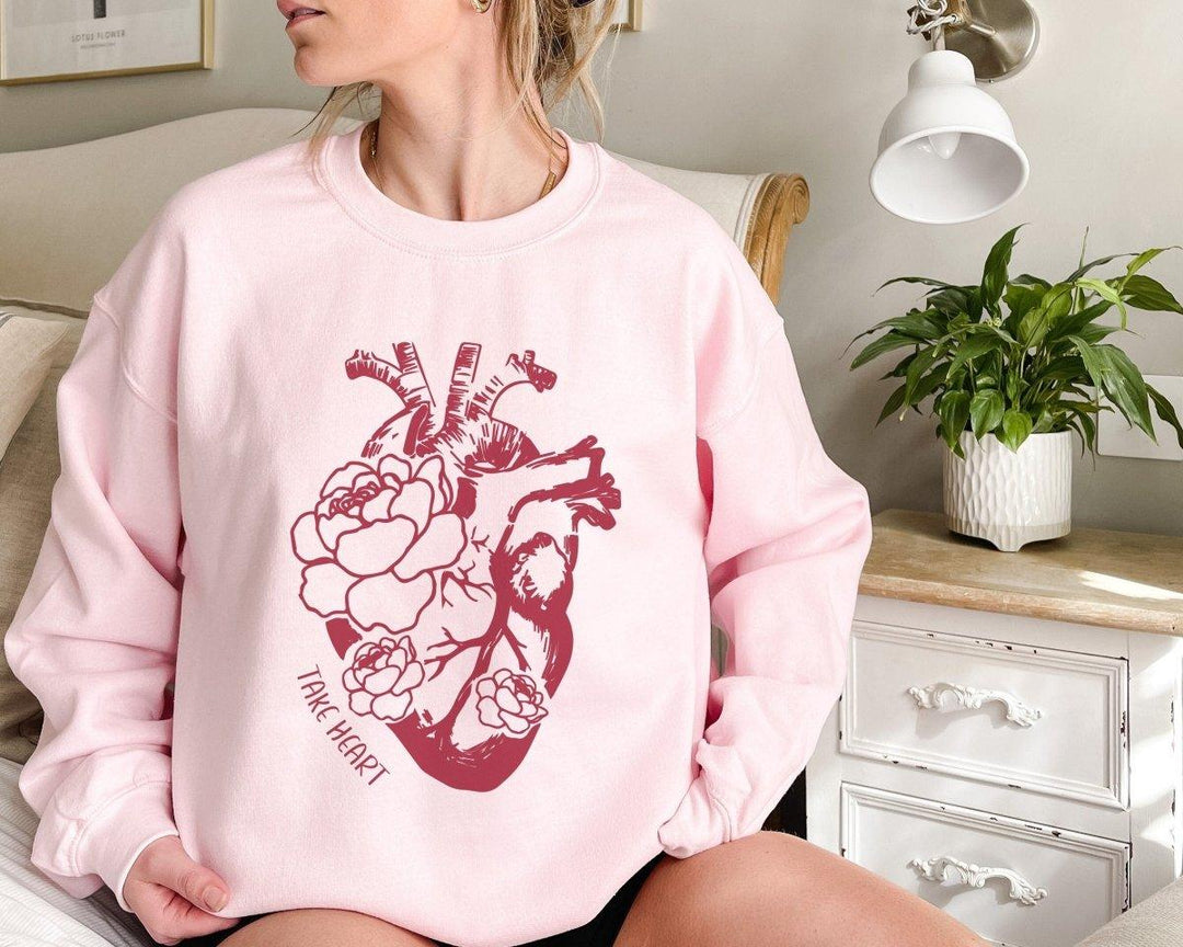 Personalised Take Heart Jumper, Heart Sweater, Mental Health Jumper, Nurse Jumper, Ladies Positive Jumper, Women's Positive Vibes Jumper, - Amy Lucy