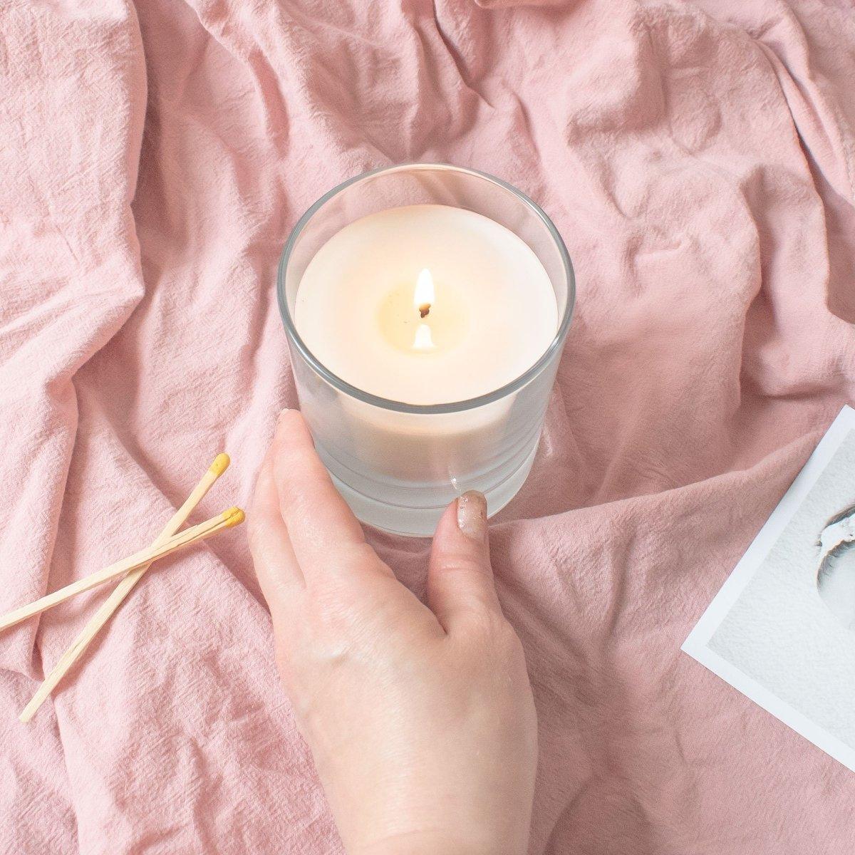 Lit personalised Teacher Appreciation Candle Gift in a styled setting
