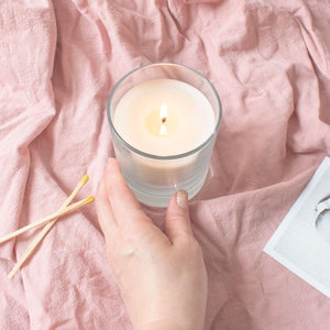 Lit personalised Teacher Appreciation Candle Gift in a styled setting