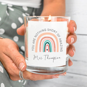 Personalised Teacher Appreciation Candle Gift shown from the front