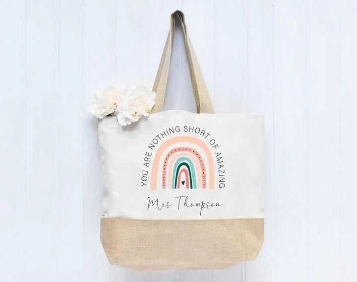 Personalised Teacher Bag, Lockdown Teacher Gift, Personalised Teacher Gifts, Personalised Book Bag, Teaching Assistant Gift, Rainbow Bag - Amy Lucy