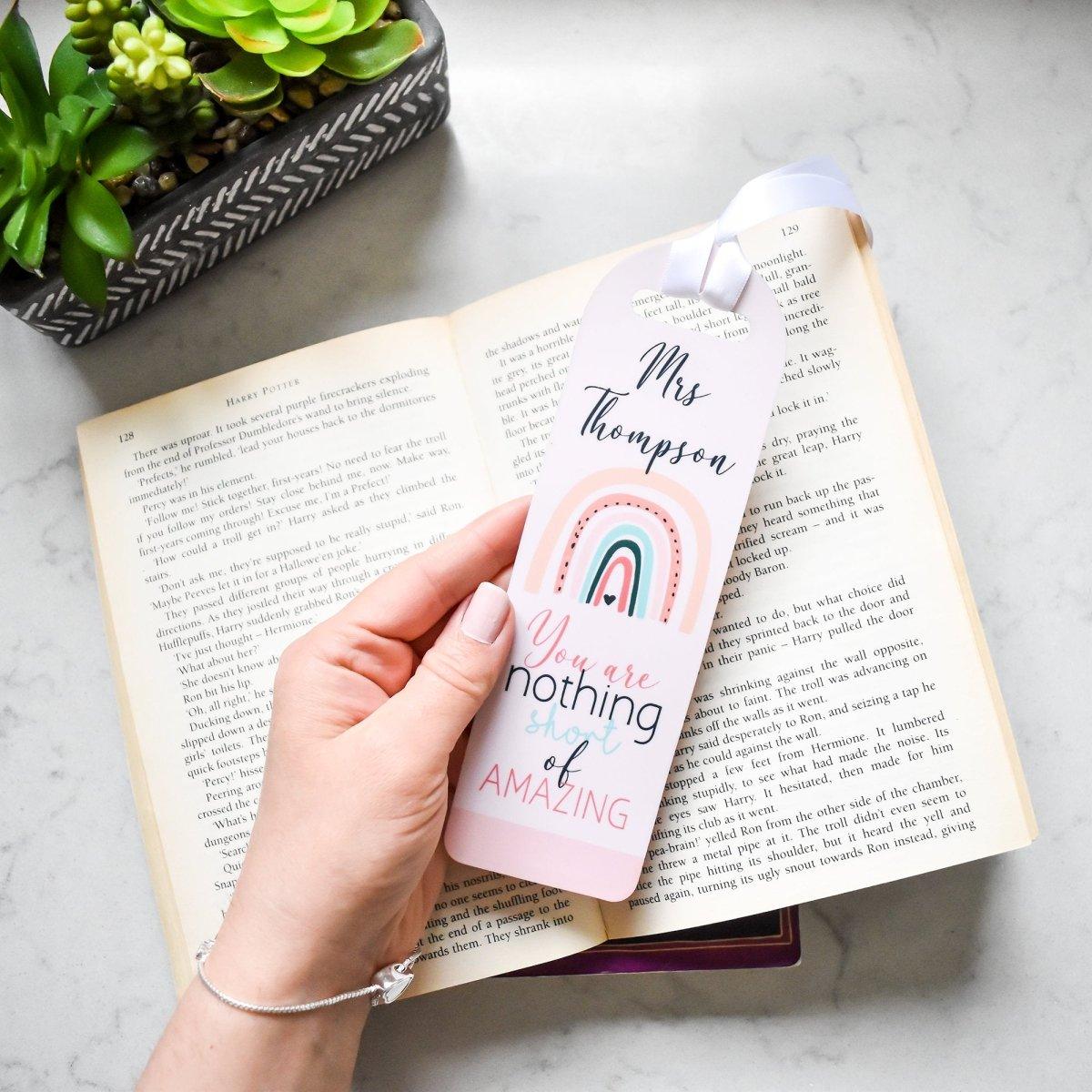 Personalised Teacher Bookmark, Lockdown Teacher Gift, Personalised Teacher Gift, Reading Gift, Personalised Rainbow Gift, Teaching Assistant - Amy Lucy