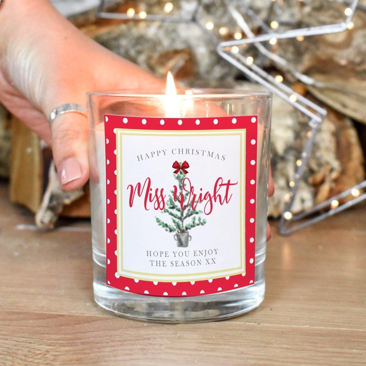 Personalised Teacher Christmas Candle, Teacher Candle Gift, Christmas Teaching Assistant Candle Gift, Nursery Christmas Gifts, Scented - Amy Lucy