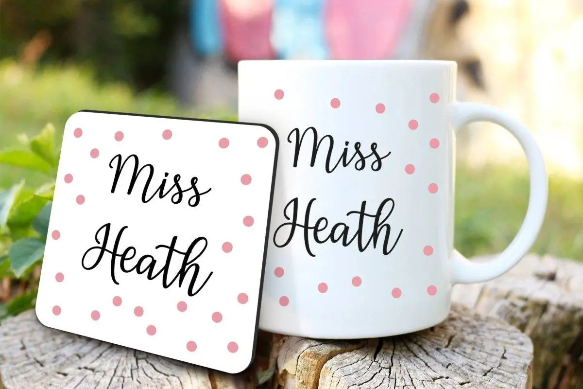Personalised Teacher Mug and Coaster, Teacher Gift, Personalised Teacher Gifts, Personalised Coffee Mug Set, Teaching Assistant, School Gift - Amy Lucy