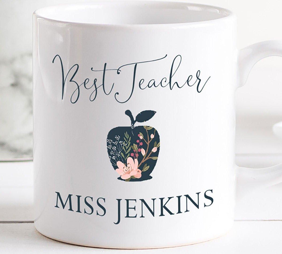 Personalised Teacher Mug, Apple Teacher Gift, Personalised Teacher Gifts, Personalised Coffee Mug, Teaching Assistant Gift, Nursery Gift - Amy Lucy