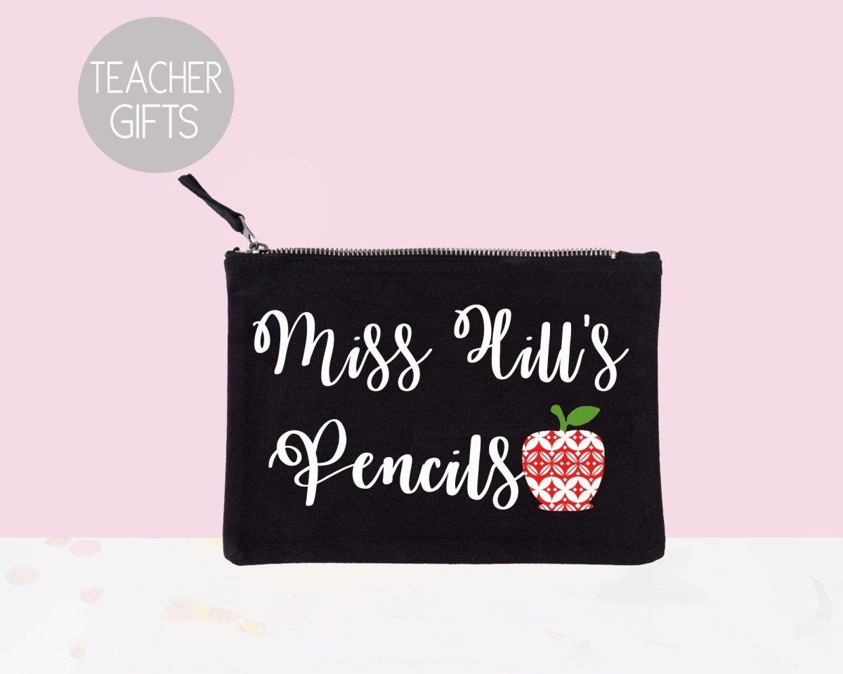 Personalised Teacher Pencil Case, Apple Teacher Gift Pencil Case, Apple Personalised Teacher Gifts, Personalised Pencil Case, Appreciation, - Amy Lucy
