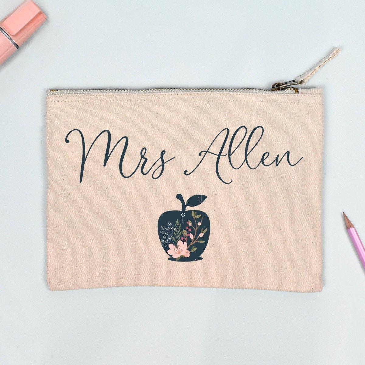 Personalised Teacher Pencil Case, Apple Teacher Gift Pencil Case, Female Personalised Teacher Gifts, Personalised Pencil Case, Appreciation - Amy Lucy